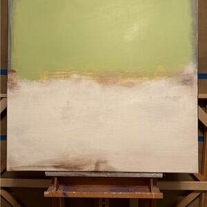 Abstract Green and Cream Canvas Art